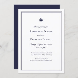 Nautical Navy Ship Rehearsal Dinner Invitations