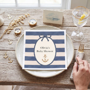 Nautical Navy Stripe Anchor Baby Shower Napkins