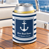 Nautical Navy Stripe Anchor Boat Name