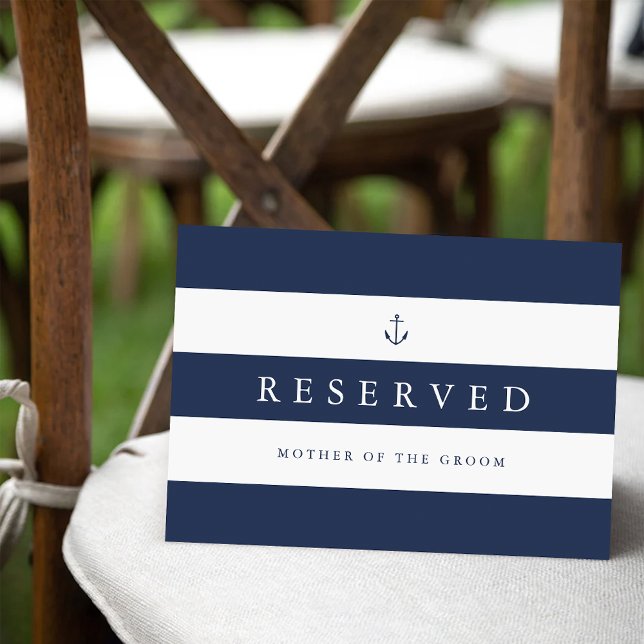 Nautical Navy Stripe Wedding "Reserved" Sign (Creator Uploaded)