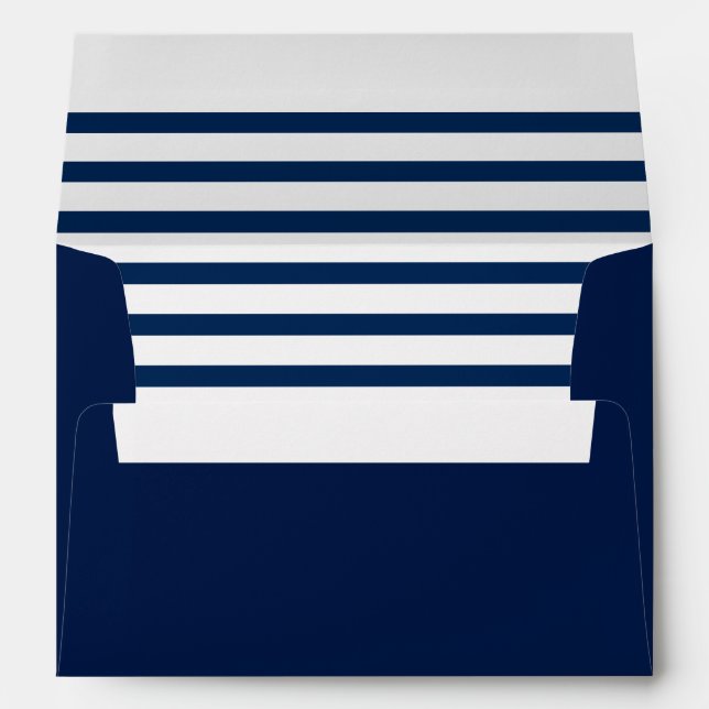 Nautical Navy Striped Address Envelope (Back (Bottom))