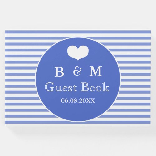 Nautical Navy Striped Personalized Guestbook