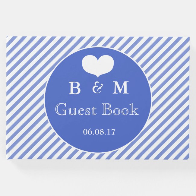Nautical Navy Striped Personalized Guestbook