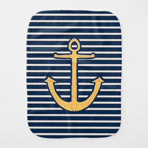 Nautical Navy Stripes Anchor Burp Cloth