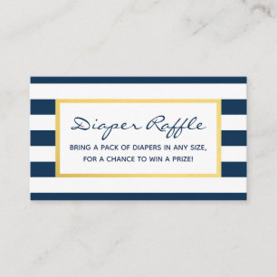 Nautical Navy Stripes Baby Shower Diaper Raffle Enclosure Card