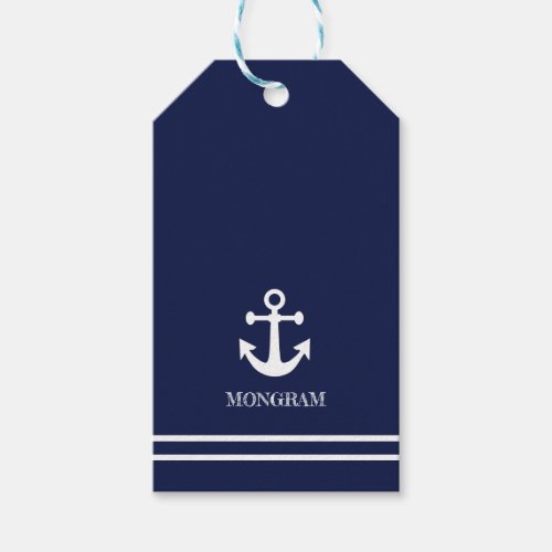 Nautical Navy stripes Boat Name Anchor Gift Tags