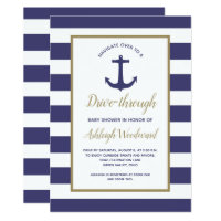 Nautical Navy Stripes Drive-Through Baby Shower Invitation