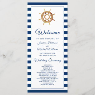 Nautical Navy Stripes Watercolor Steering Wheel Program