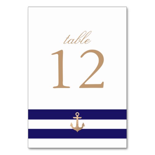 Nautical Navy Table Number