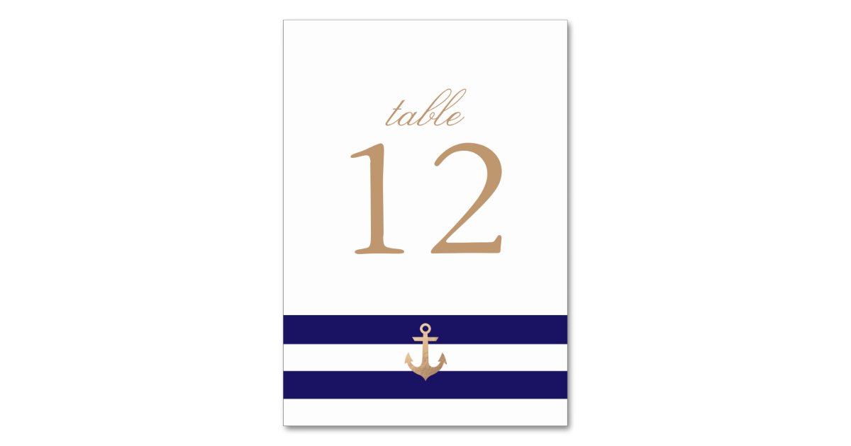 Nautical Navy Table Number | Zazzle