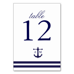 Nautical Navy Table Number Card