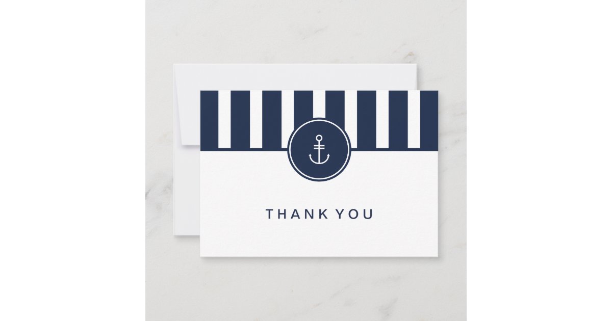 Nautical Navy Thank You Card Zazzle