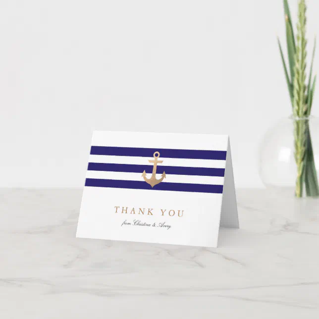 Nautical Navy Thank You Cards Zazzle