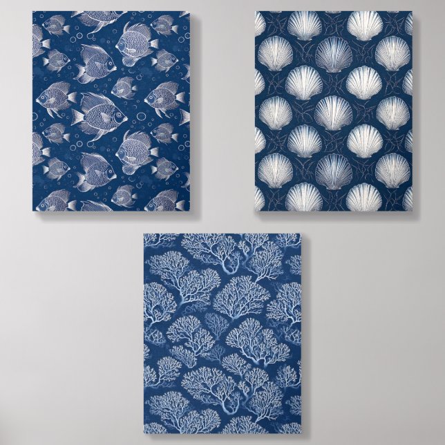 Nautical Navy Trio: Ocean-Inspired Tile Set (Front Set)