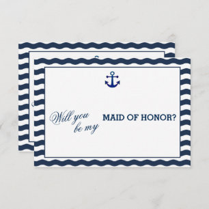 Nautical Navy Waves WILL YOU BE MY MAID OF HONOR Invitation