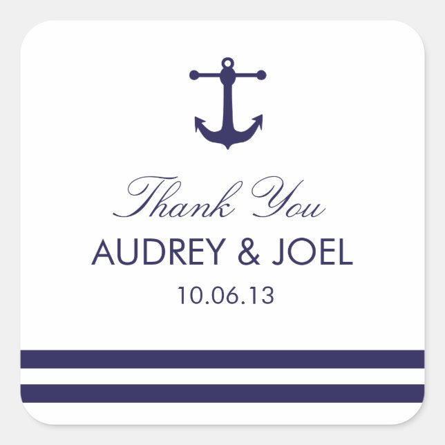 Nautical Navy Wedding Favor Stickers (Front)