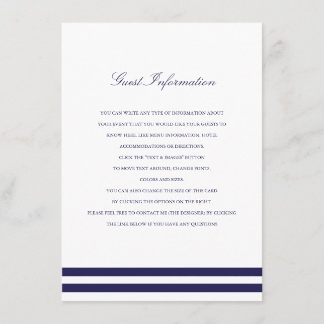 Nautical Navy Wedding Insert (Front)