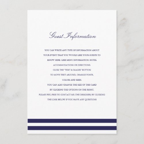Nautical Navy Wedding Insert Invite