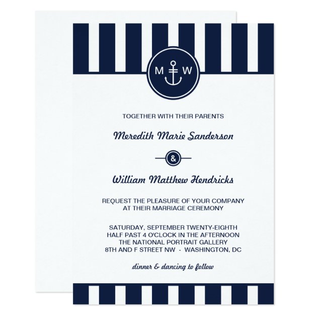 Nautical Navy Wedding Invitation