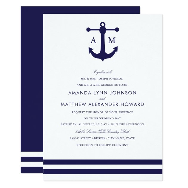 Nautical Navy Wedding Invitation