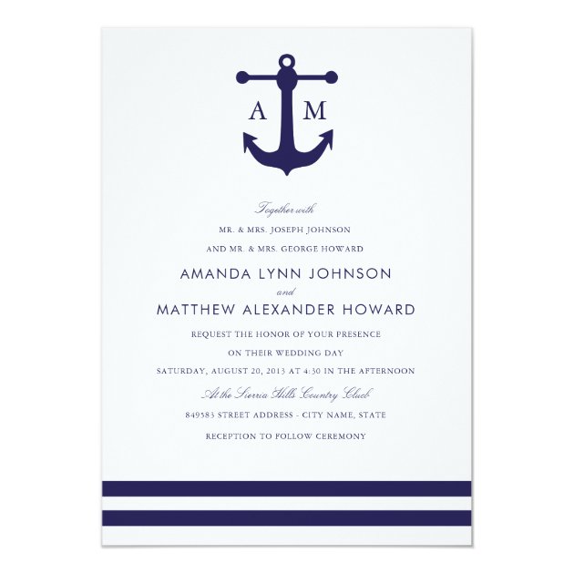 Nautical Navy Wedding Invitation