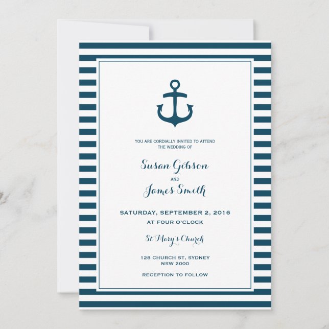 Nautical Navy Wedding Invitation (Front)
