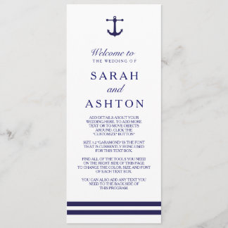 Nautical Navy Wedding Program
