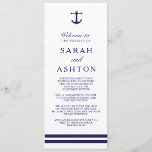 Nautical Navy Wedding Program