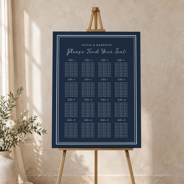 Nautical Navy Wedding Seating Chart Foam Board (Creator Uploaded)