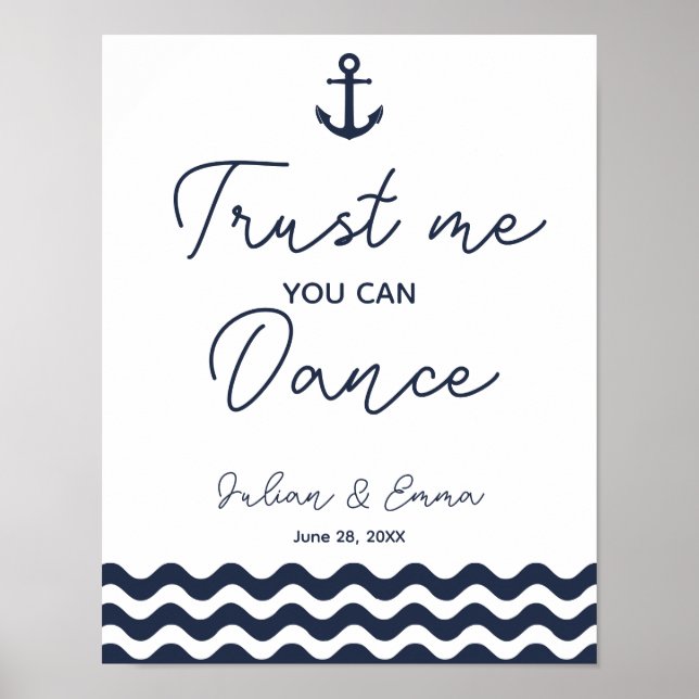 Nautical navy wedding trust me you can dance print (Front)