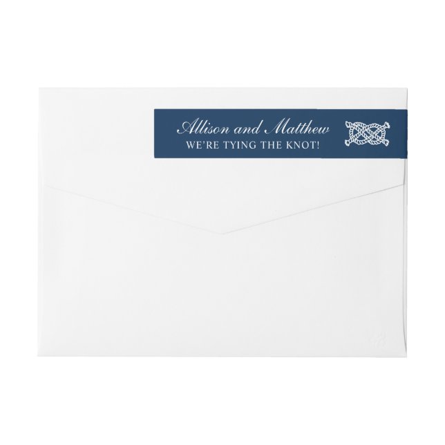 Nautical Navy Wedding Tying the Knot Address Wrap Around Label (Back)