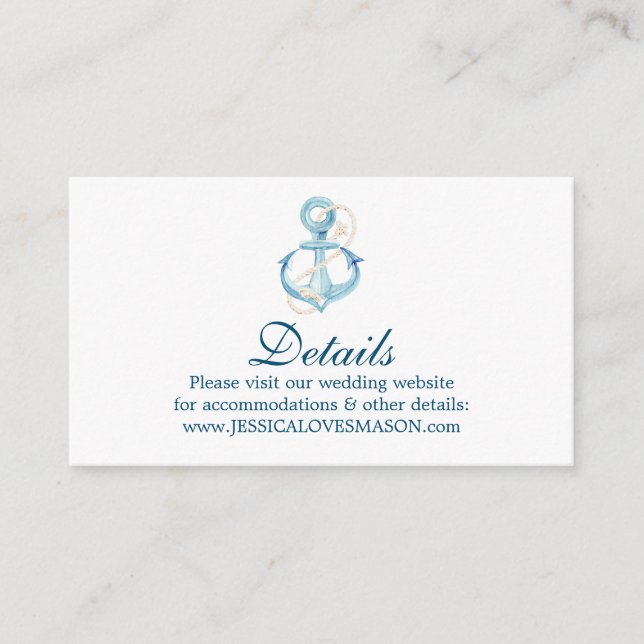 Nautical Navy Wedding Website Insert Card (Front)