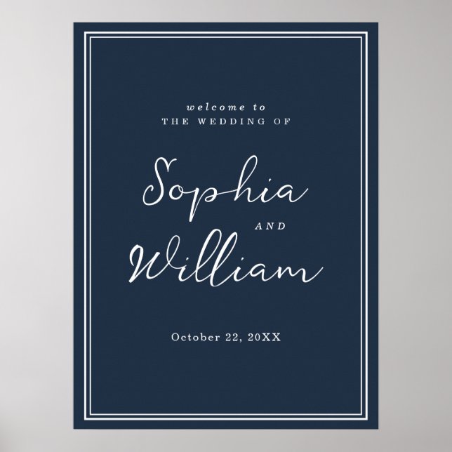 Nautical Navy Wedding Welcome Sign (Front)