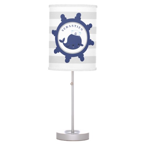 Nautical Navy Whale Baby Boys Nursery Table Lamp