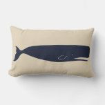 Nautical Navy Whale Silhouette &amp; Beige Lumbar Pillow at Zazzle