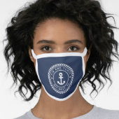 Nautical Navy & White Anchor Boat Name Face Mask (Worn Her)