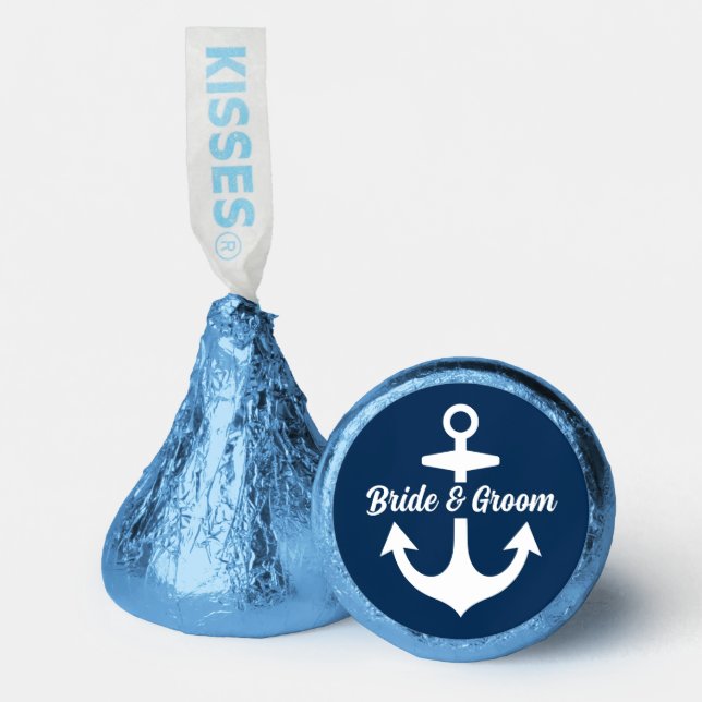 Nautical Navy White Anchor Monogram Hershey®'s Kisses® (Front)