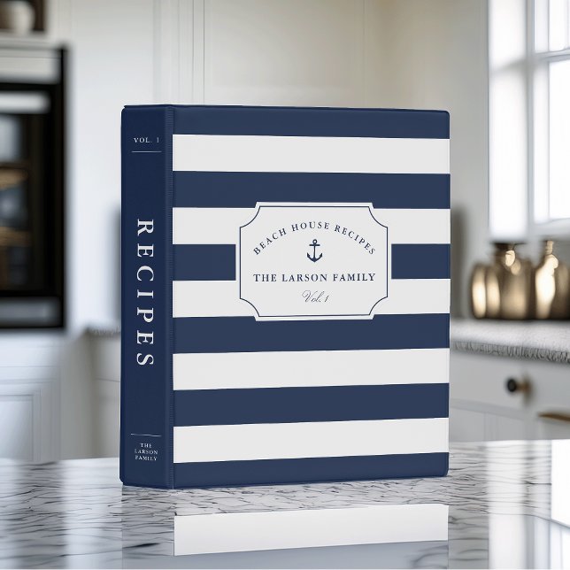 Nautical Navy & White Beach House Recipe Mini Binder (Creator Uploaded)