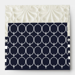 Nautical Navy & White Elegant Beach Wedding Envelope