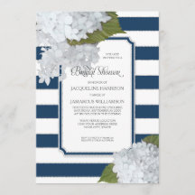 Nautical Navy White Hydrangea Modern Bridal Shower