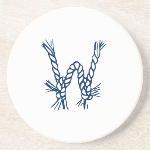 Nautical navy white sailing rope custom monogram coaster