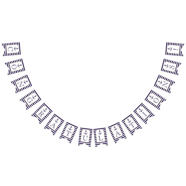 Nautical Navy & White Stripe Anchor Wedding Bunting Flags (All)