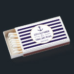 Nautical Navy & White Stripe Anchor Wedding Favor Matchboxes<br><div class="desc">Celebrate in style with these modern and very trendy wedding favors. This design is easy to personalize with your special event wording and your guests will be thrilled when they see these fabulous matchboxes.</div>