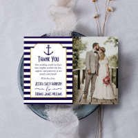 Nautical Navy & White Stripe Anchor Wedding Photo