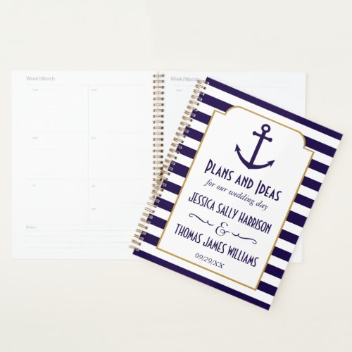 Nautical Navy  White Stripe Anchor Wedding Planner