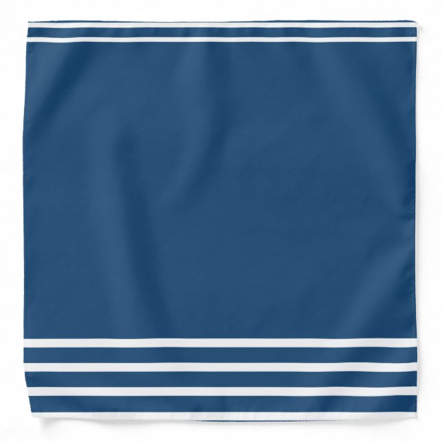 Nautical Navy White Stripe Bandana (Front)
