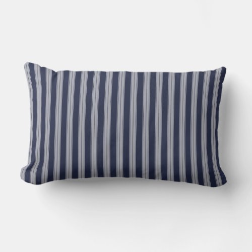 Nautical Navy  White Stripes Anchor Lumbar Pillow