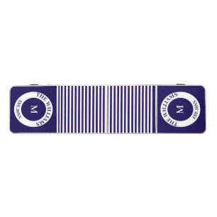 Nautical Navy & White Stripes Monogram Name Year Beer Pong Table