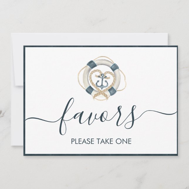 Nautical Navy & White Wedding Favor Sign (Front)