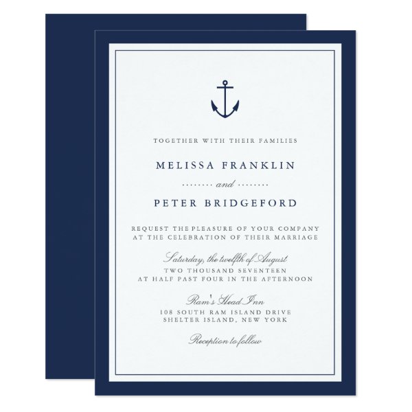 256953991930276830 Nautical Navy & White Wedding Invitation | Anchor